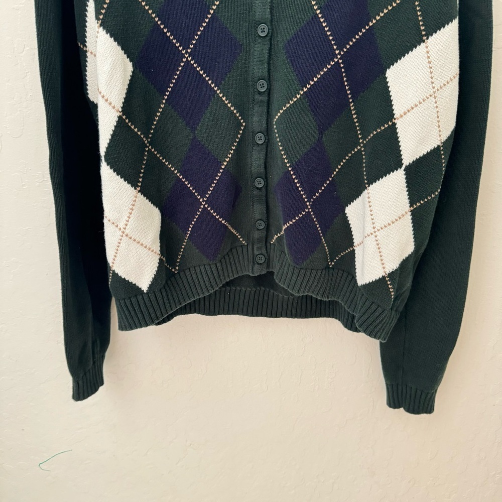 brandy melville argyle cardigan Green Navy Blue White One Size - Picture 3 of 8